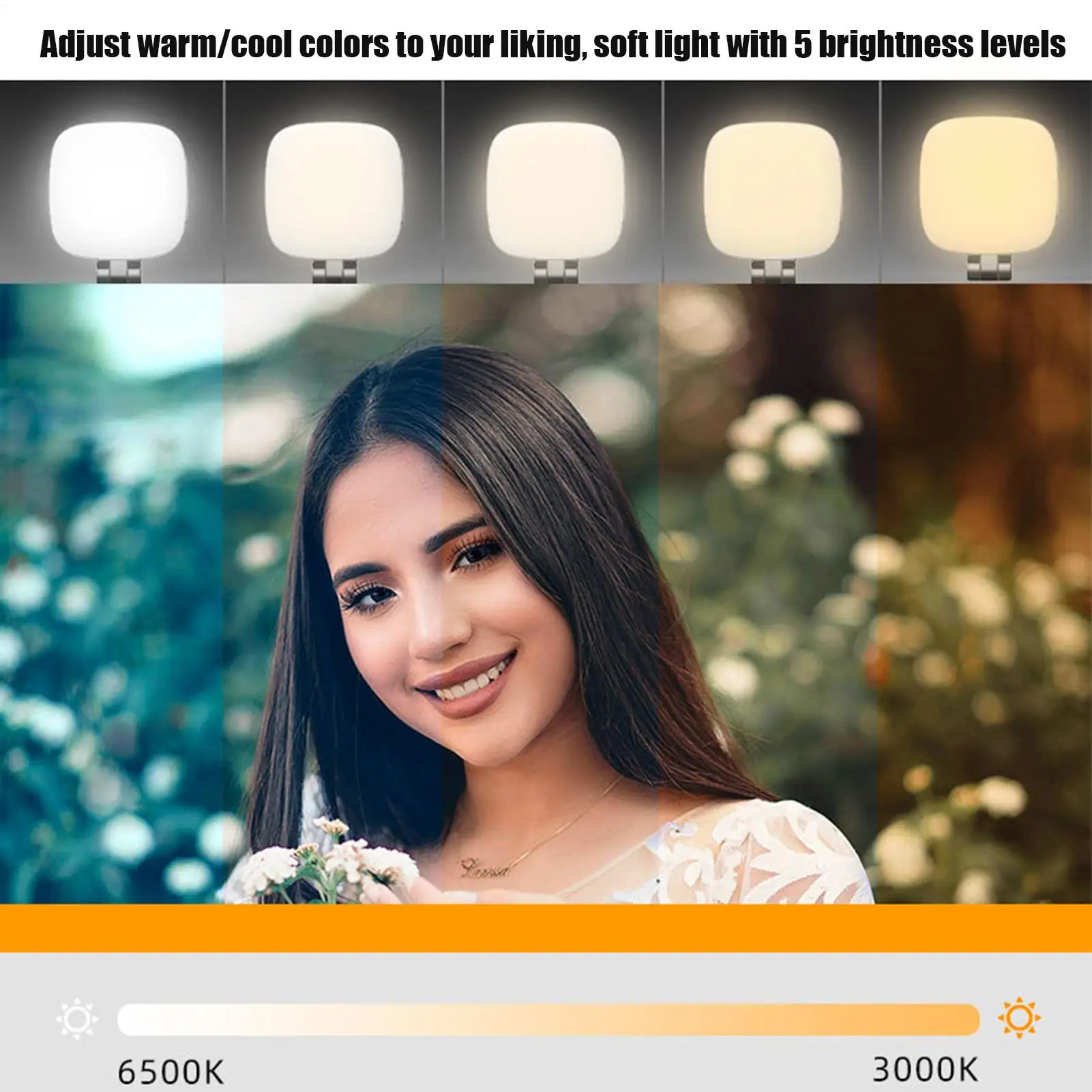 ضوء سيلفي محمول 3 أوضاع إضاءة خفيفة الوزن، ضوء سيلفي للهاتف المغناطيسي للبث المباشر والتسجيل والتصوير الفوتوغرافي والجمال #4
