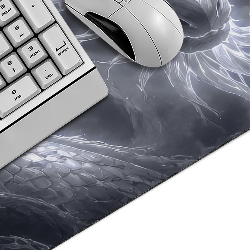 Silver Smoke Dragon Spirit Mouse Pad Gamer XL New Computer Custom Mousepad XXL keyboard pad Non-Slip Computer Mice Pad