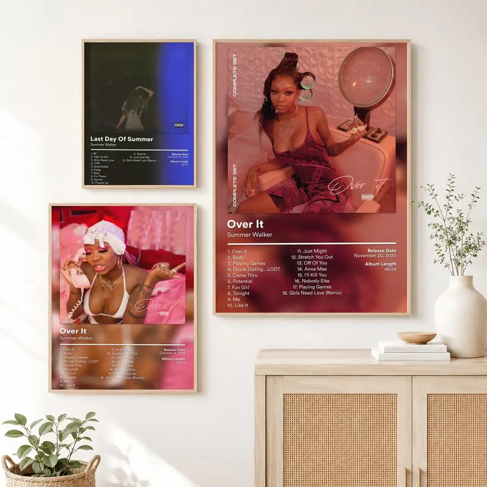Hot Singer S-Summer Walker Album Cover Poster Self Adhesive Wall Art Decor for Bedroom Living Room Office Home Decor Gift