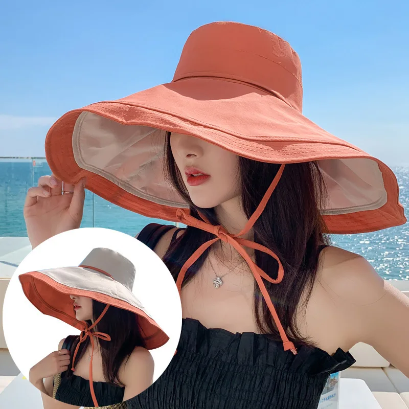 W88 Fisherman Hat Women\'s Anti-Ultraviolet Face-Shading Sunshade Foldable Summer All-Match Big Brim Sun Hat