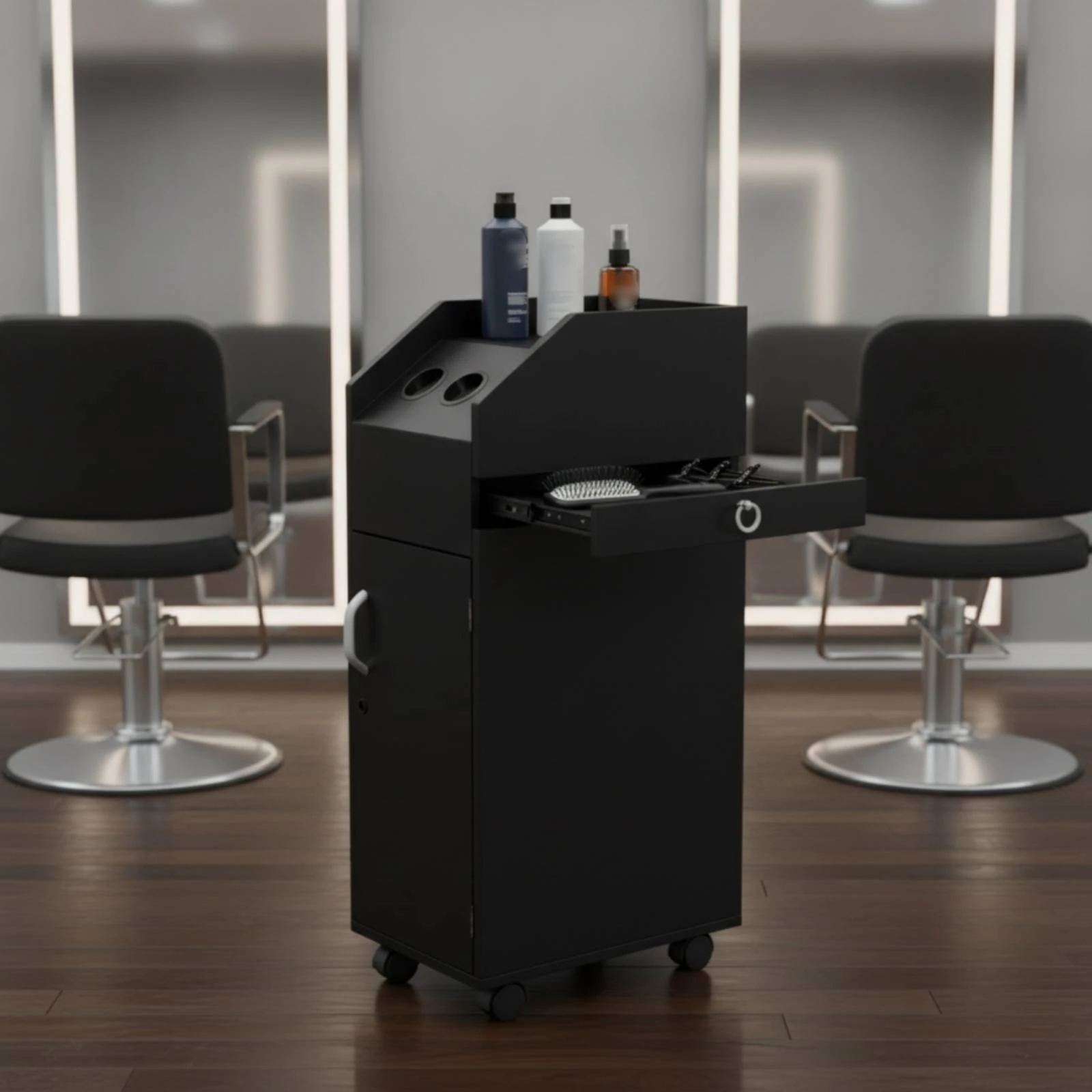 Salon Cabinet with Wheels Heat Resistant Salon Cabinet Furniture Sturdy Modern for Hairstylists, Hair Salons, Barber Shops