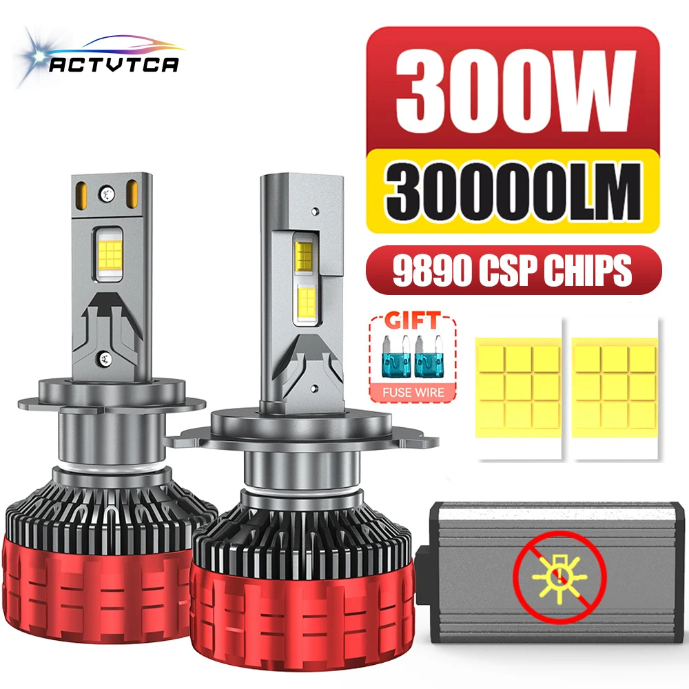 

ACTVTCA 30000LM H4 LED Car Headlights H7 300W 6000K Led H11 H8 H1 H3 HB3 9005 HB4 9006 9007 9008 H13 9012 HIR2 H9 Car Lights