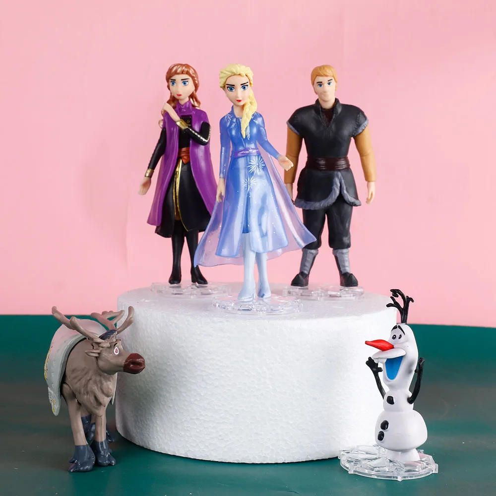 5Pcs/Lot Disney 5-12cm Frozen Princess Elsa Anna Queen Olaf Reindeer Toy PVC Action Figures Cake Decoration Model Kids Gift