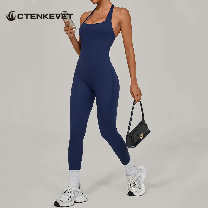 

Autumn Women Gym Yoga Jumpsuit Female Halter Neck Overalls Outdoor Dance Fitness Sports One-Piece Woman Tight-Fitting Yoga Wear