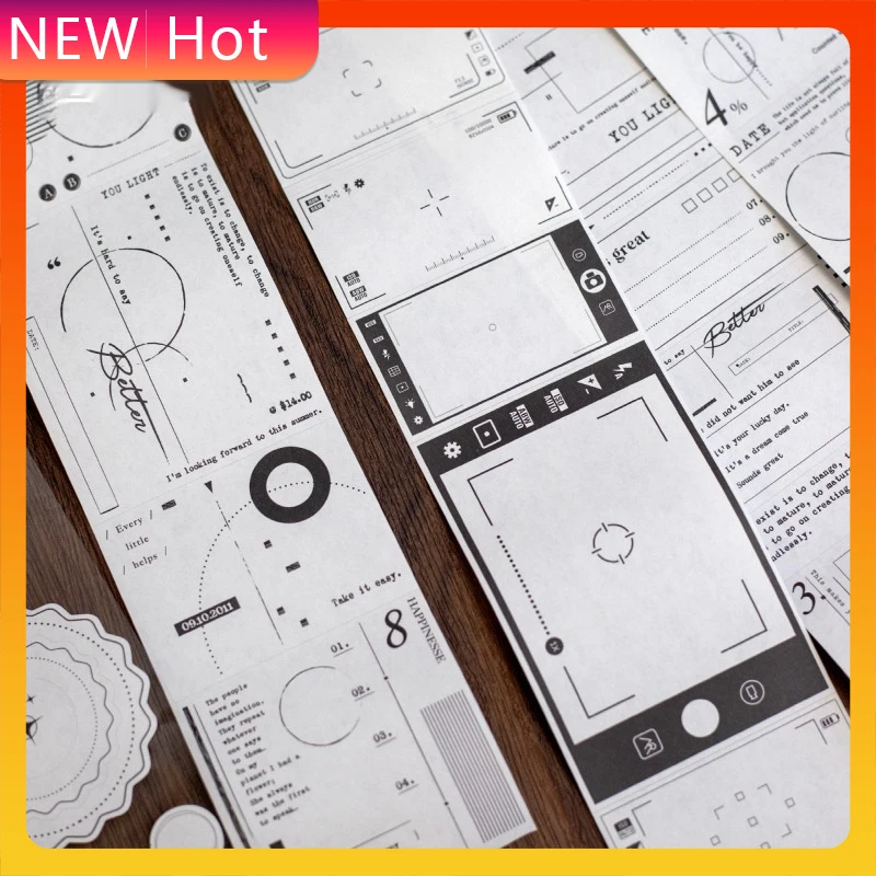 أبيض وأسود الحد الأدنى المشهد الشريط الأساسية تنوعا المواد المحاسبة Diy بها بنفسك سجل القصاصات مذكرات كلية القرطاسية الهدايا #1