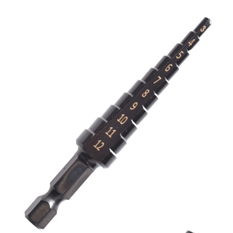 

WCS-8Pcs 3-12 4-12 4-20 мм HSS Ступенчатое сверло с прямой канавкой Нитрид Спиральное сверло Дерево Металл Резак для отверстий Инструменты для колонкового сверления