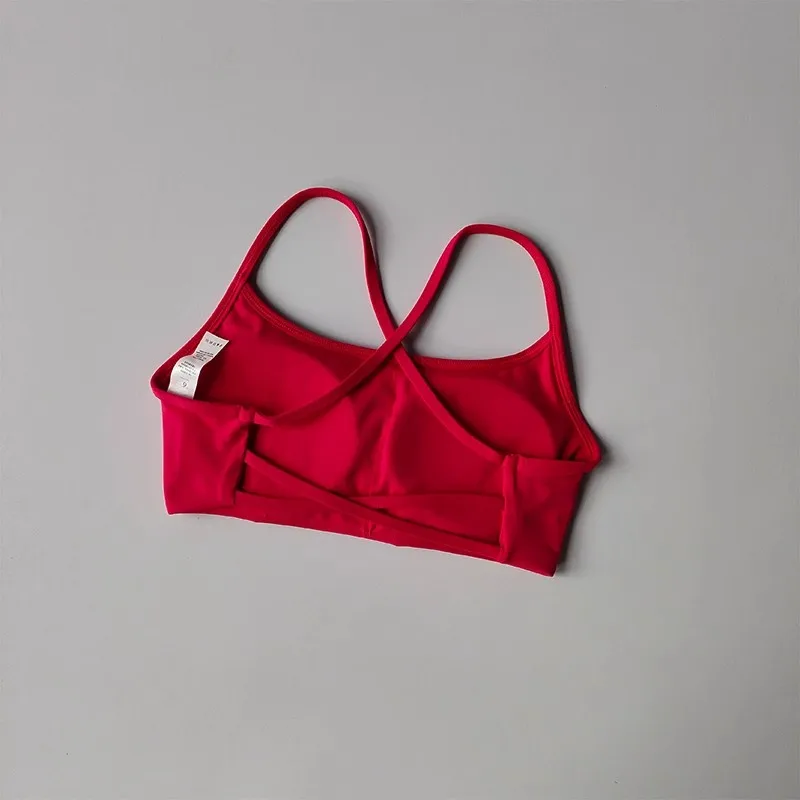 Damen Fitness-BH in Uni-Farbe, Weicher Rückenfreier Push-Up Gym-BH, Sport-Top mit Brustpolster, Yoga-BH, Sport-Crop-Top – Detail 11