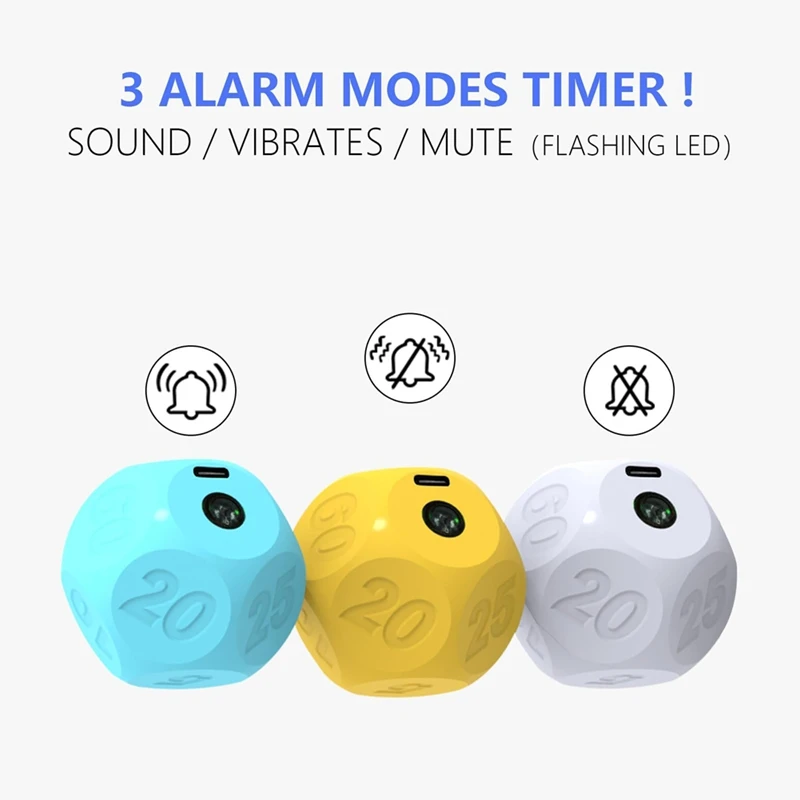 ตัวจับเวลาครัวแบบลูกบาศก์ - ตัวจับเวลาแบบชาร์จไฟได้ นับถอยหลัง 15-20-30-45-60 นาที สำหรับการทำอาหาร ห้องเรียน การออกกำลังกาย A-A68X