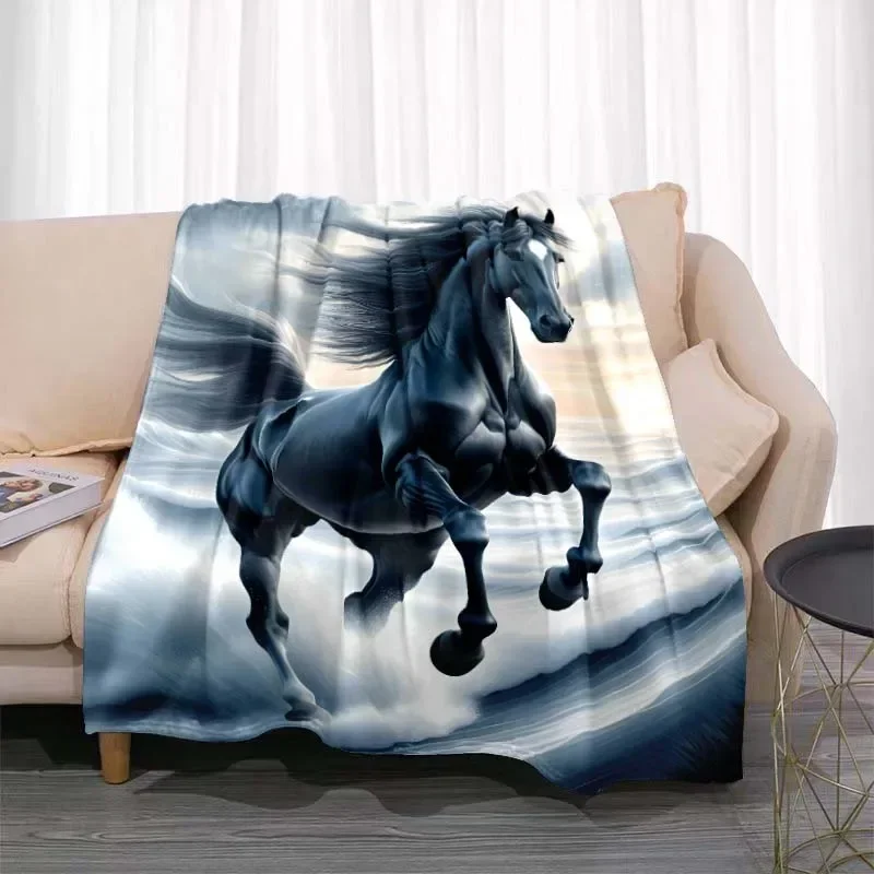 

3D Animal horse pattern home blanket Unicorn pattern bedroom living room decoration picnic blankets for children's room bed gift