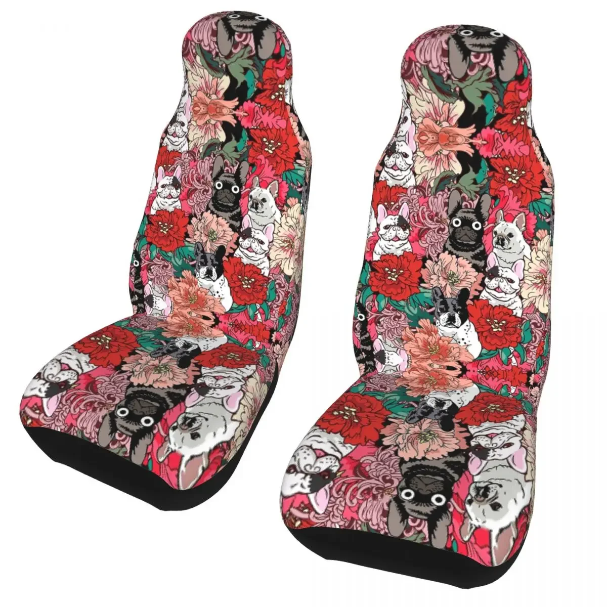 

Flowers French Bulldog Universal Car Seat Cover Protector Interior Accessories Women Seat Covers Polyester Car Styling