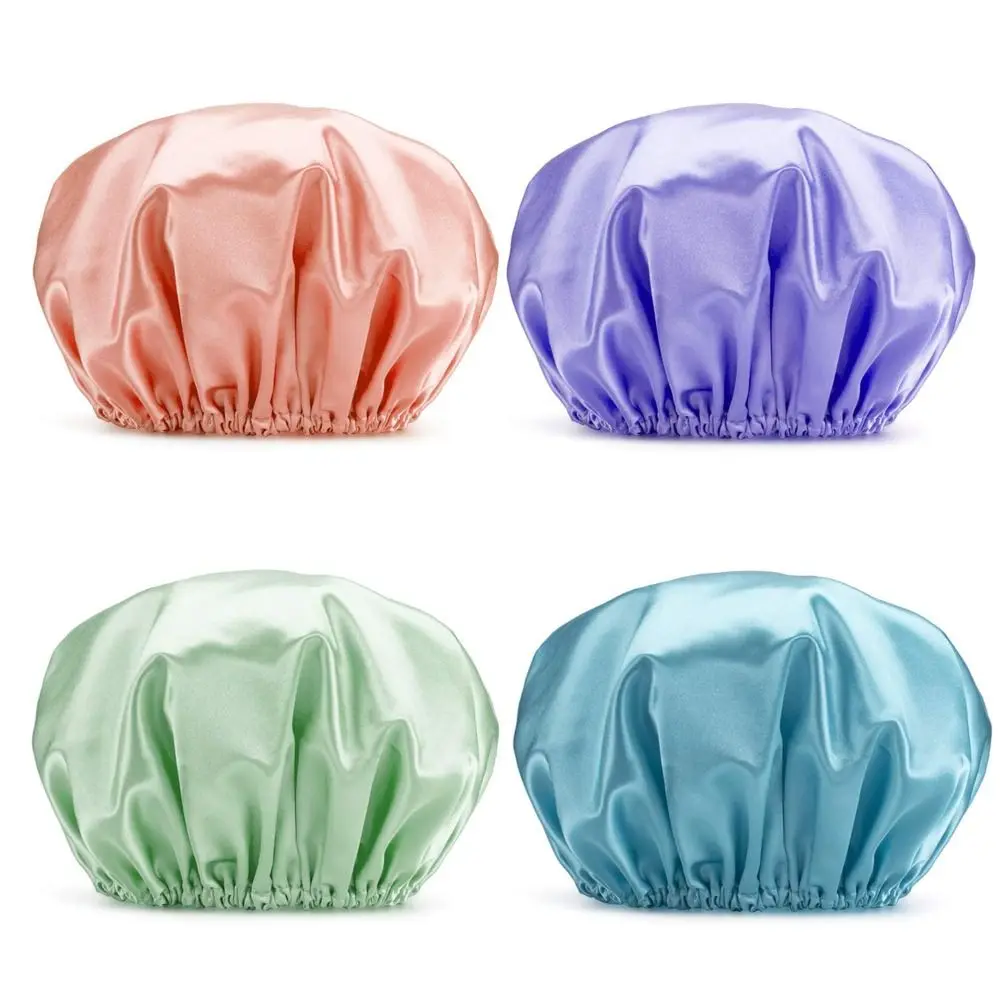 New Double Side Waterproof Shower Caps Thickened Reusable Double Drying Hair Cap Bath Hair Cap for Adult
