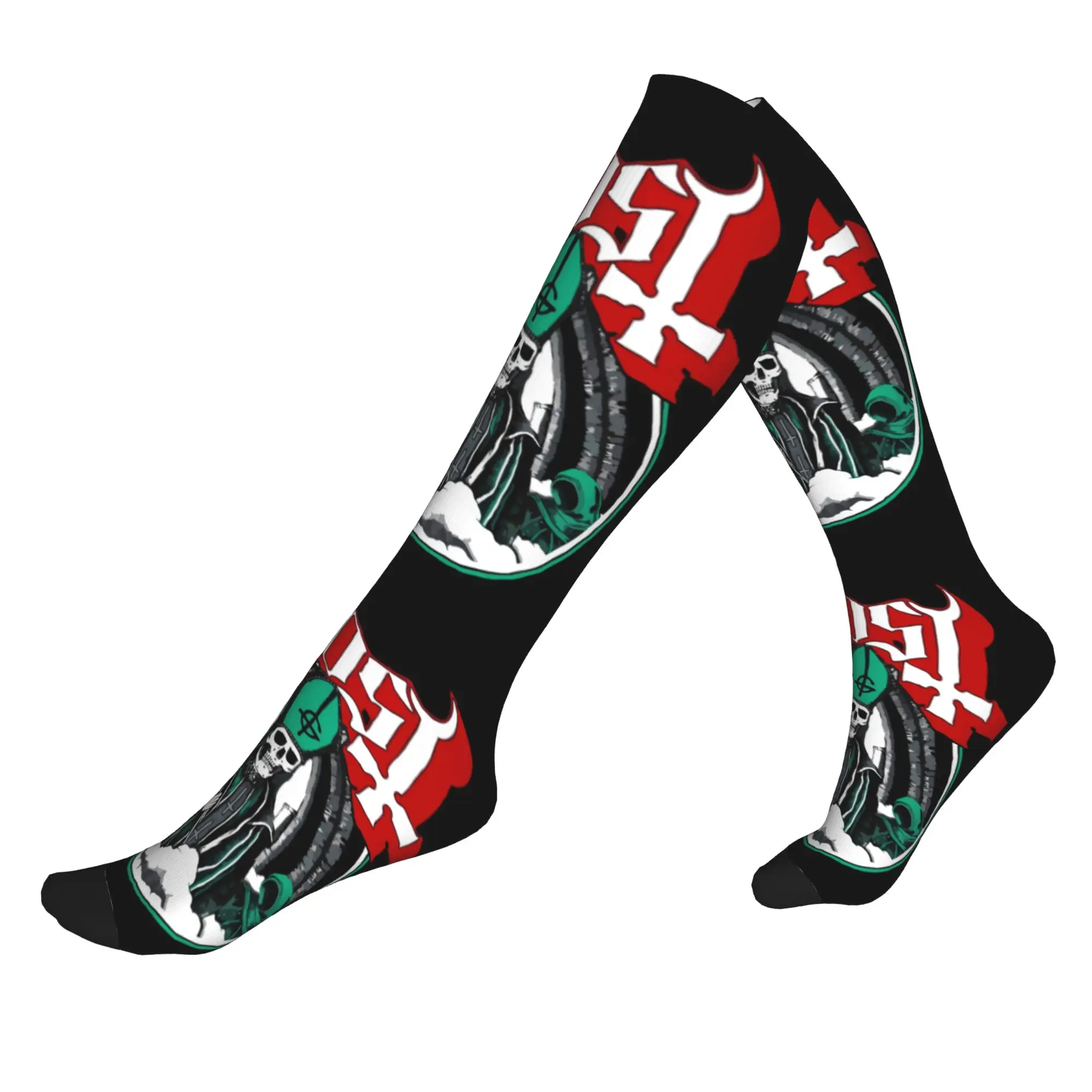 Modische bedruckte Ghost Halloween Impera Rock Band Socken für Damen und Herren, dehnbare Sommer-Herbst-Winter-Sport-Kompressionssocken