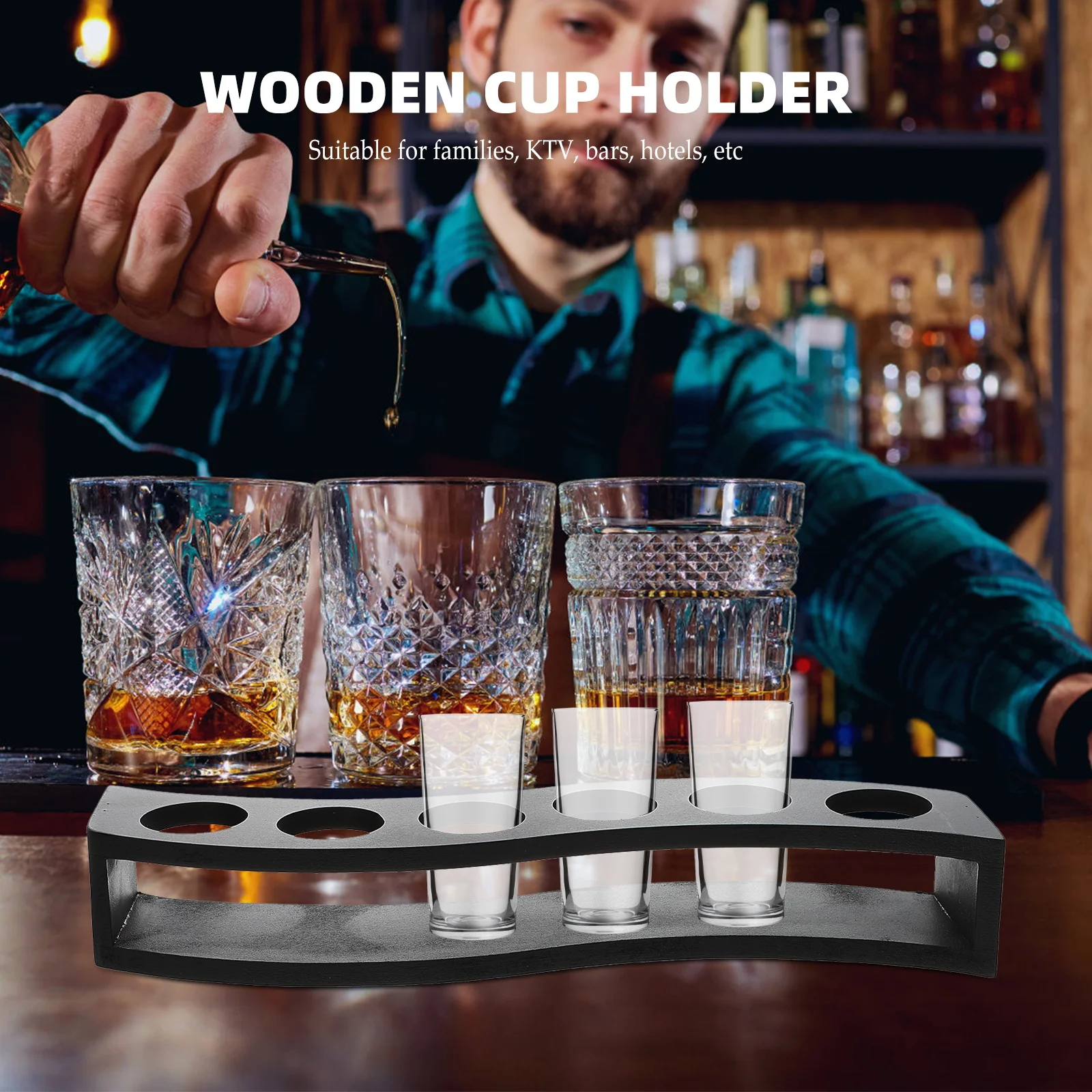 

Wooden Bullet Cup Holder Portable Organizer Storage Tequila Practical Rack Kitchen Supplies