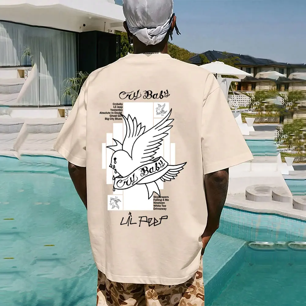 

Rapper Lil Peep Crybaby Album Graphic T-shirt Men Women Hip Hop Fashion Casual T Shirts Male Retro Oversized T-shirts Streetwear