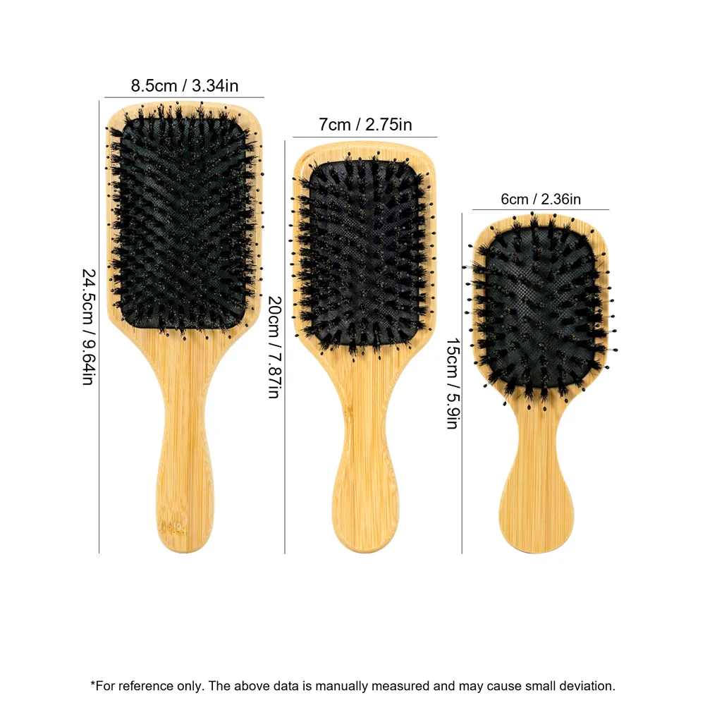 وسادة هوائية مربعة من الخيزران، كيس هوائي بشعيرات طبيعية، مشط مضاد للكهرباء الساكنة وفك تشابك الشعر، أمشاط تدليك فروة الرأس، أدوات تصفيف الشعر #5