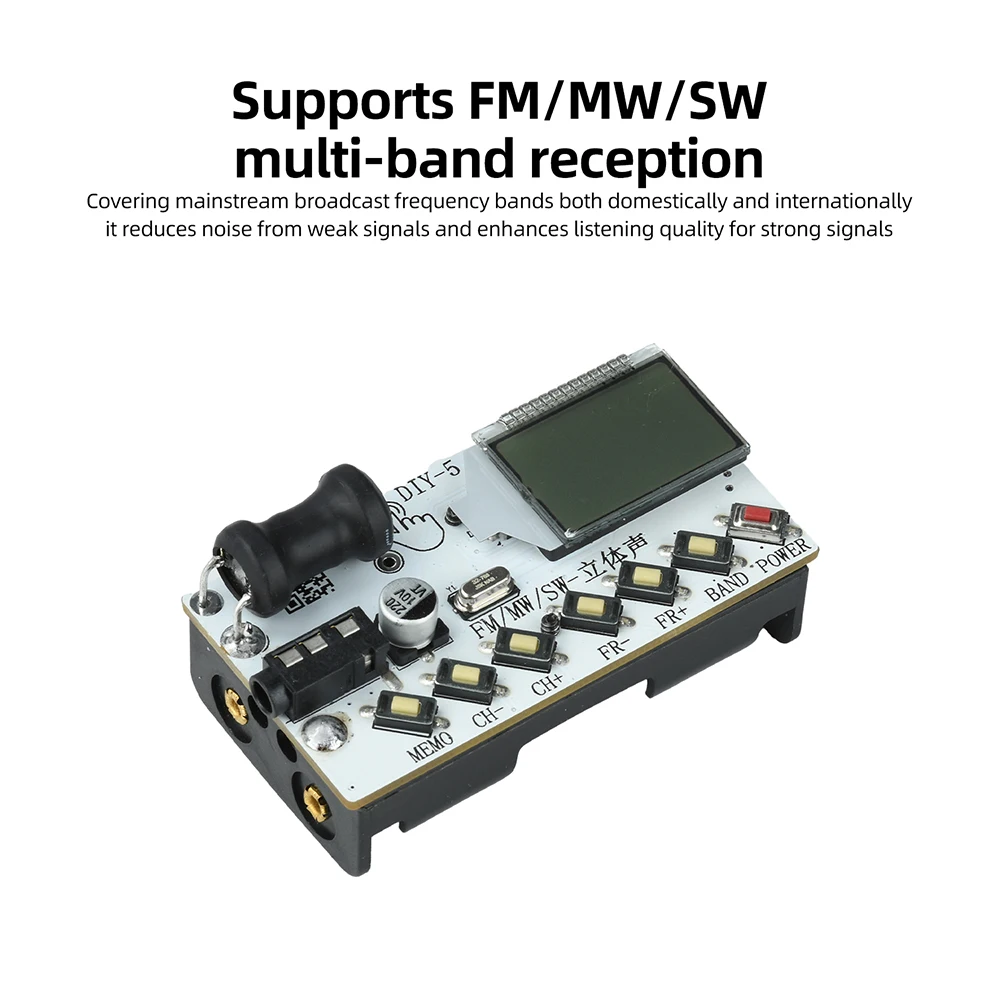 87-108MHz FM/MW/SW Multi Band Headphone Radio Medium Wave ShortwaveReceiver Module Antenna Headphone Stereo Broadcast DIY Module