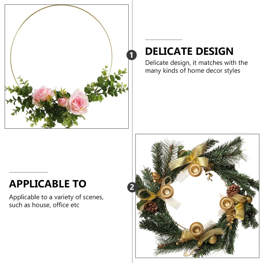 

2pcs Metal Hoop Craft Iron Ring For Wreath Making Frame Diy Flower Gold Round Ring Home Office Decorative Ornament Iron