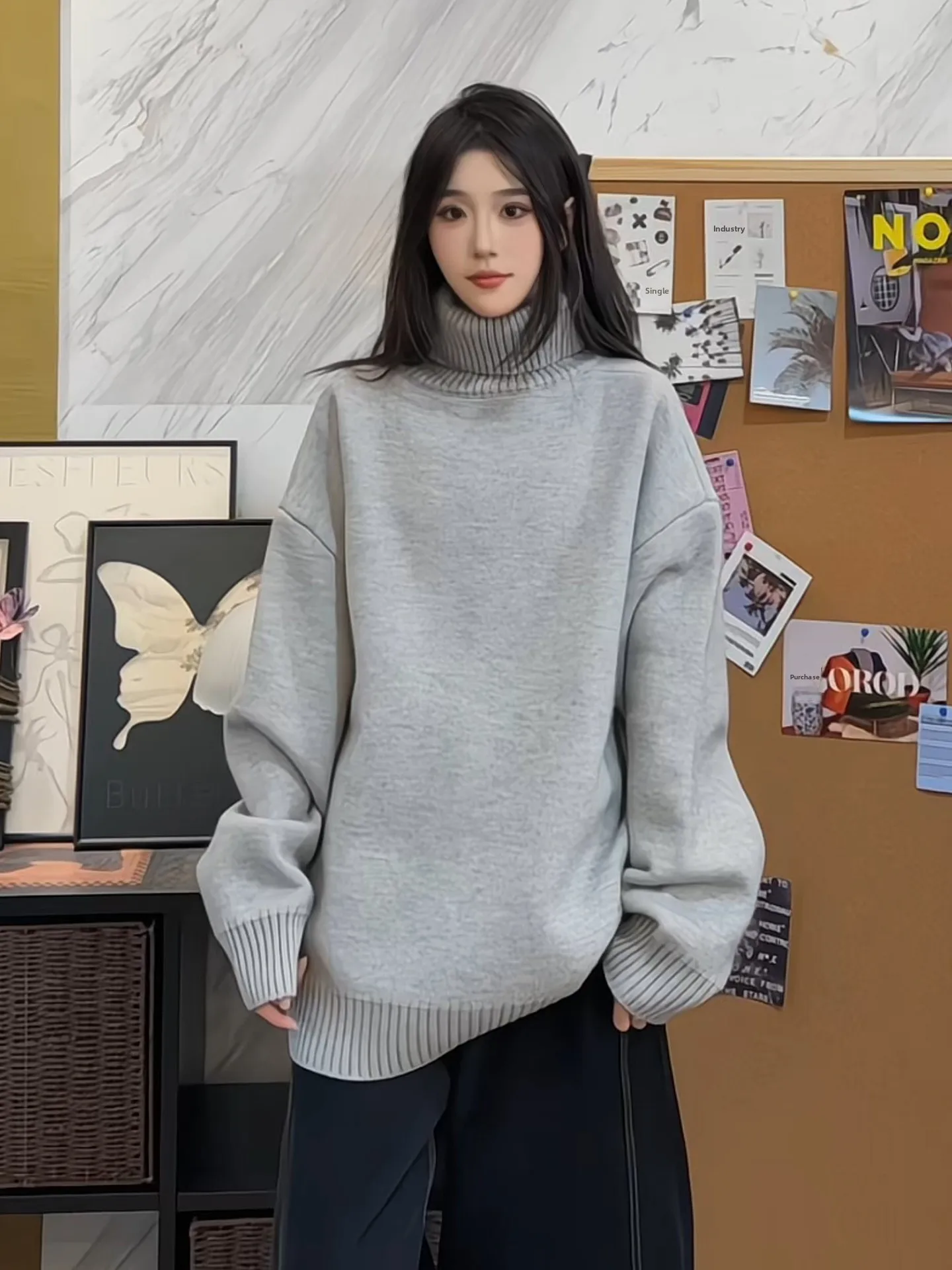 

Мужской трикотажный свитер с высоким воротником и флисовой подкладкой, утепленный базовый слой, простой, но премиальный на вид, осенний топ