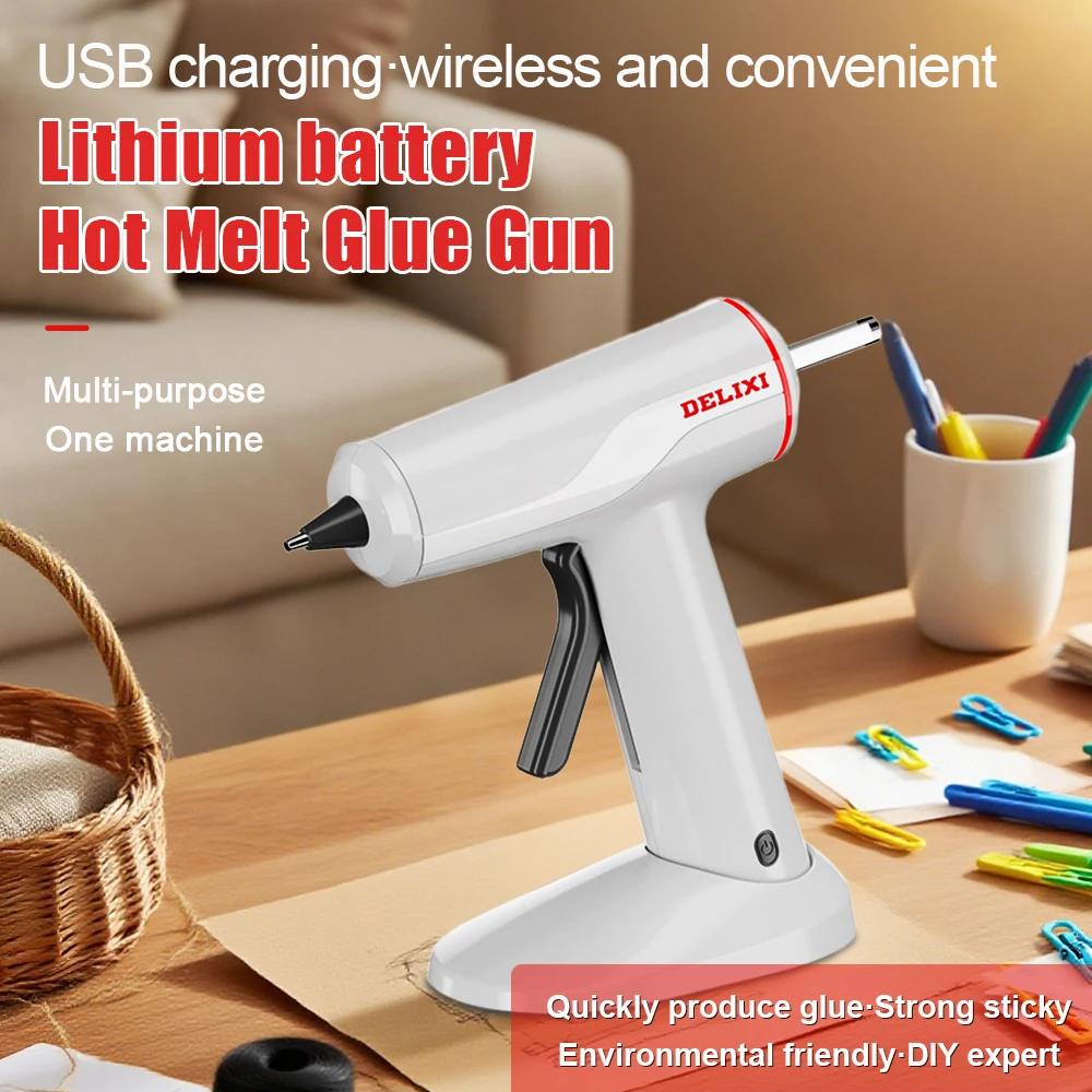 

Electric Hot Glue Gun Home Use Rechargeable Lithium Battery Corded Hot Melt Glue Gun Glue Sticks for Children's Crafts