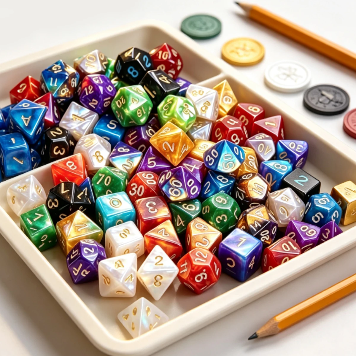 35Pcs Complete RPG Dice Kit, 7 D4-D20 Sets in Random Colors with 7 Black Pouches, Ideal Gift for DND Players,  ZSY