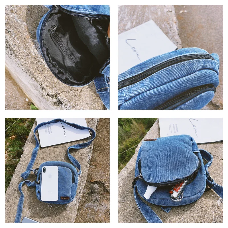 New Jeans Women's Bag Mini Canvas Handbag Denim Shoulder Crossbody Bag Phone Messenger Bag Y2K Satchel Student Eco Bag Korean
