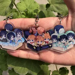Wanderer Venti Childe Heap of People Acrylic Metal Keychain Pendant Style Holder Key Ring for Girl Bag Phone Accessories Jewelry