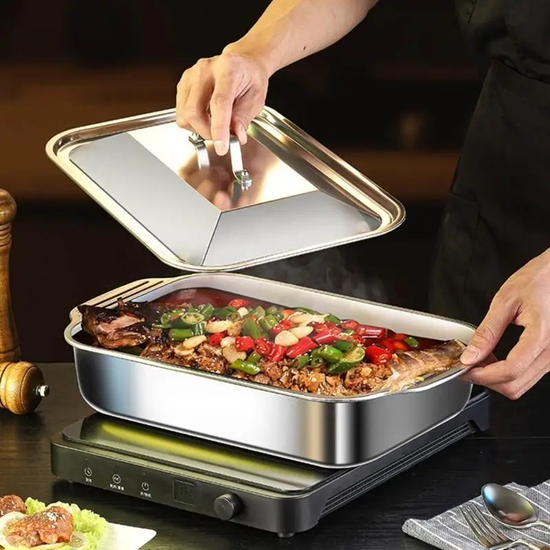 F19B Elegant Silver Square Serving Tray High Quality Stainless Steel Platter Rusts Resistant Dishwasher Compatible
