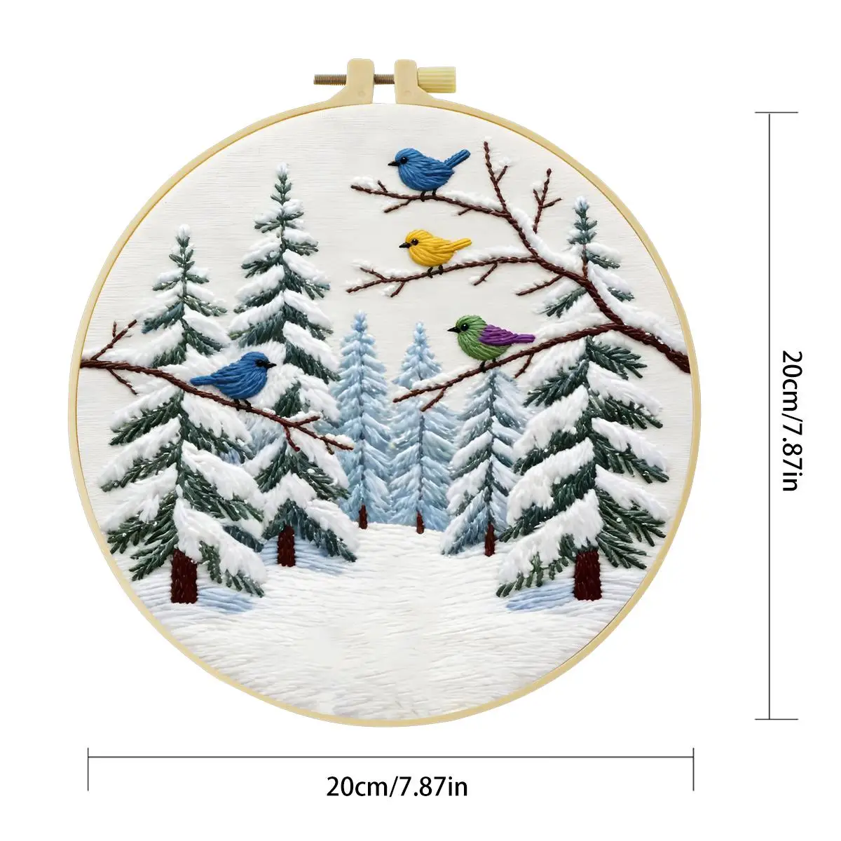 1 Stück 20X20CM/15X15CM 7,87/6,3 Zoll Stickerei-Starter-Kit „Schneeberge“ DIY-Kit DIY-Stickerei-Set Handarbeiten Nadelkunst – Detail 5