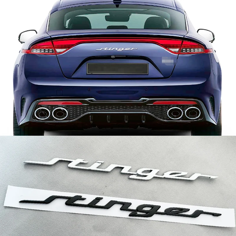 Emblemat Stinger E, tylny emblemat, emblemat 3D ABS, odznaka, naklejka na tylną część samochodu