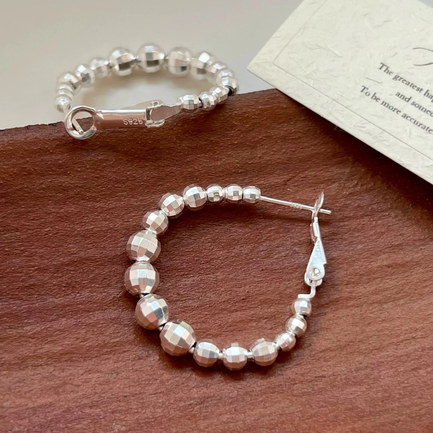 925 Sterling Silver Vintage Earrings For Women Trendy Simple Big Circle Beads Earring Jewelry Prevent Allergy Party Accessories