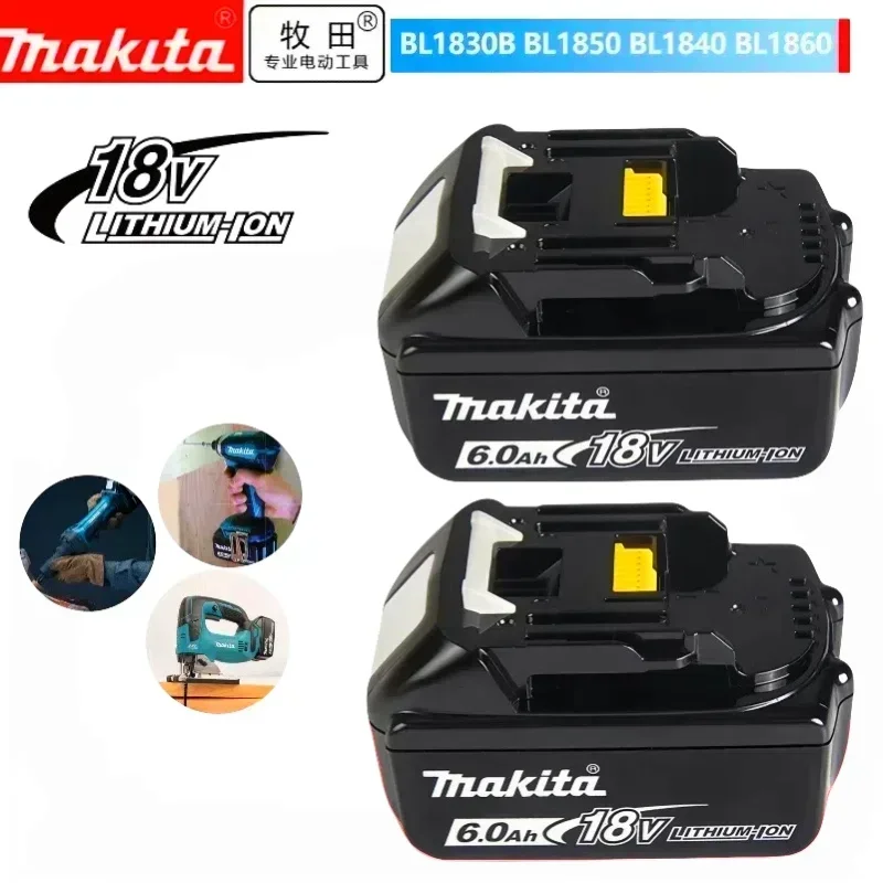 100% Genuine Makita Rechargeable Power Tool Battery, Replaceable LED Lithium-ion, 6.0 Ah 18V LXT BL1860B BL1860BL1850 BL1830