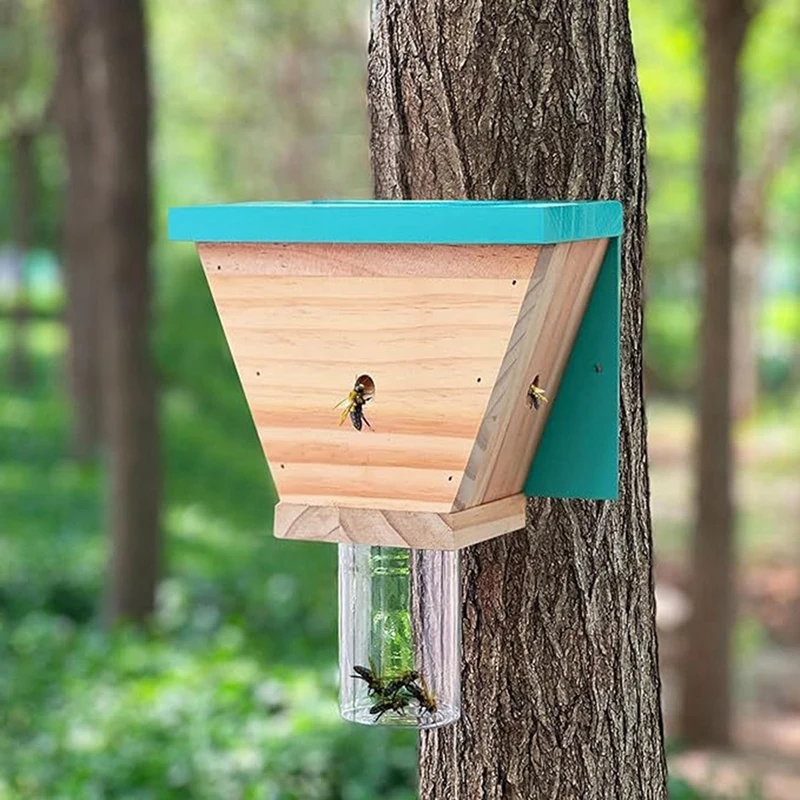 

Wood Carpenter Bee Trap For Outside - Wood Boring Bee Trap-Nature Shed Style Carpenter Bee Traps Outdoor Hanging Durable