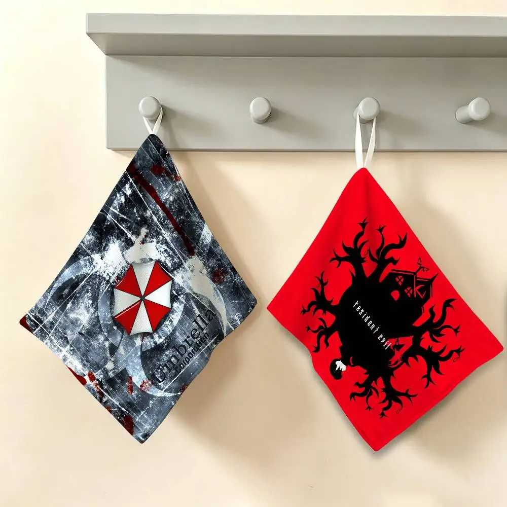 Resident Evil Umbrella Us Troops Polyester Cotton Hand Wiping Towel, Anti-shrink Hanging Kitchen Cloth for Household Cleaning