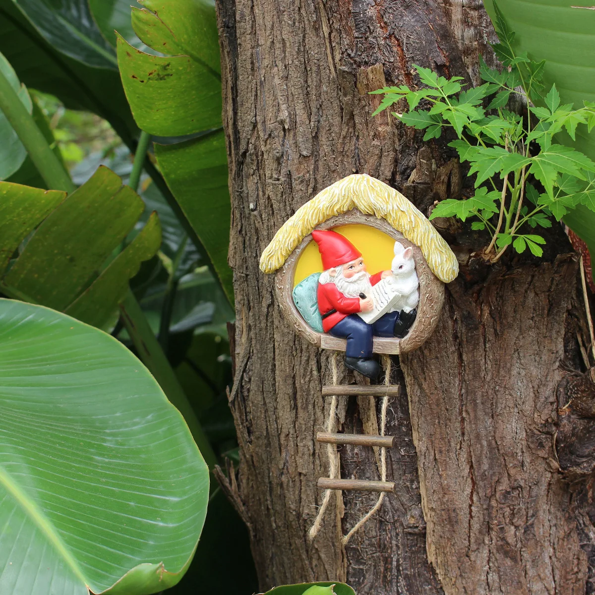 ‌Rabbit & Dwarf Tree Ornaments - Resin Garden Decor Set‌