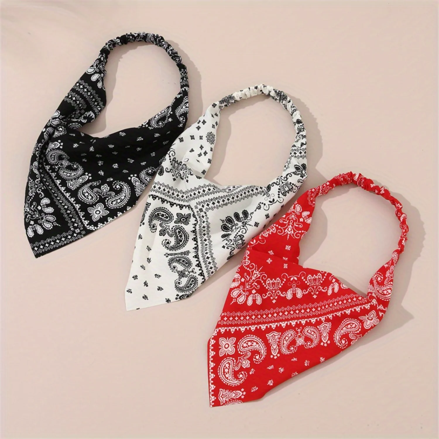 3pcs/Set Floral Hair Bandanas Headband Turban Head Kerchief  Elastic Headwear Hair Accessories