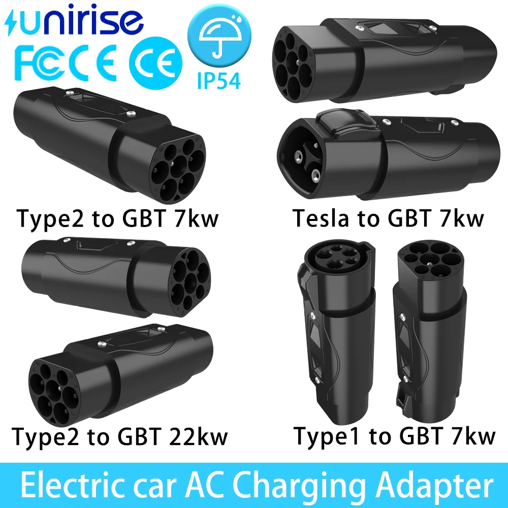 

Адаптер UNIRISE Type2 в GBT Ev 32A Преобразователь переменного тока Tesla в GBT Зарядное устройство EVSE 7 кВт Type1 на GBT Для зарядки электромобиля Разъем