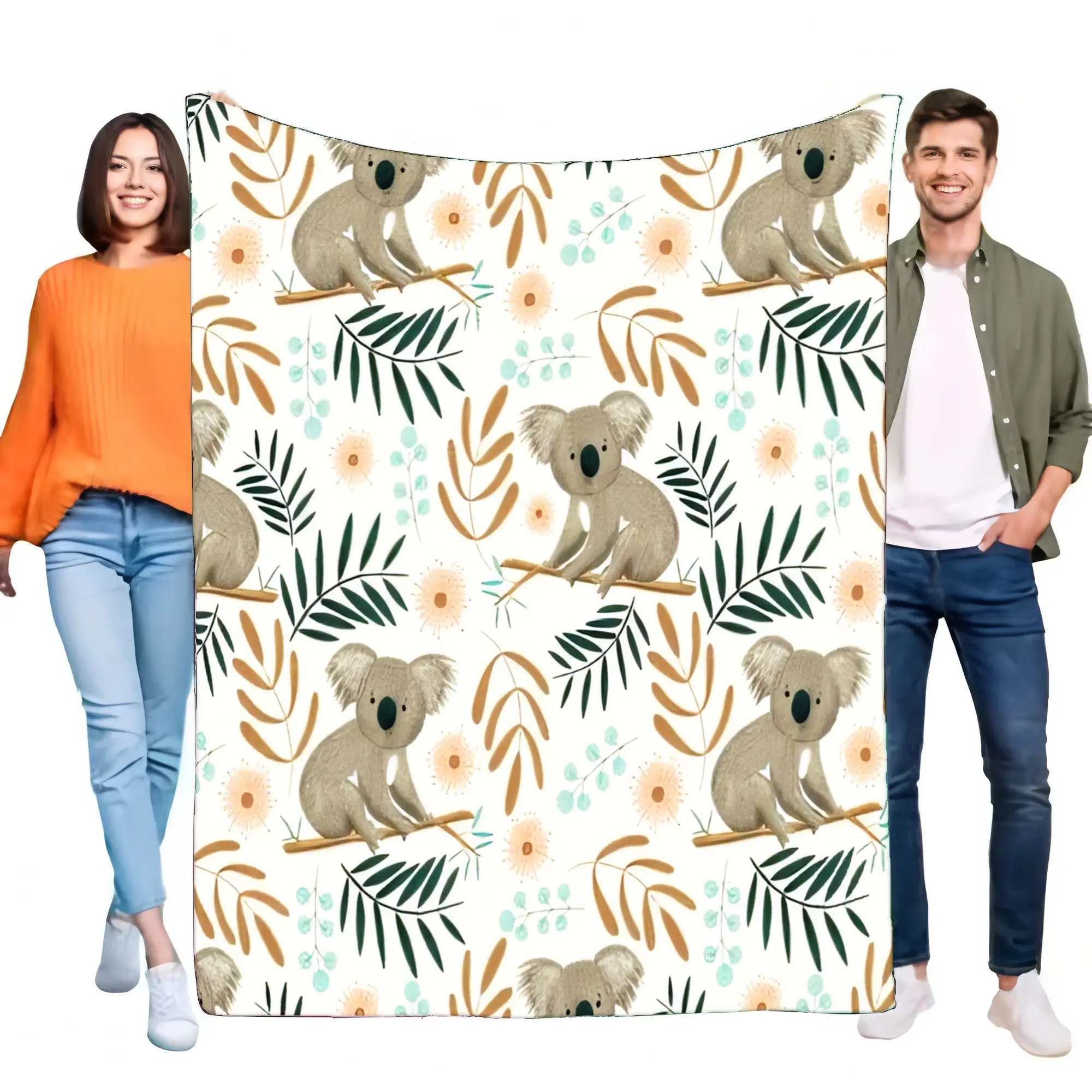 Koala Print Blanket Soft Plush Cozy Throw for Bed and Sofa Lightweight Perfect Gift for Kids and Adults Home Decor