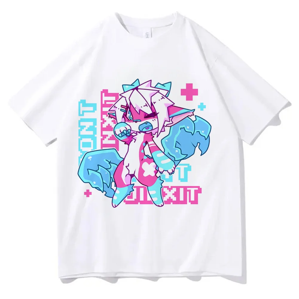 Furry t shirt girl summer Psychedelic Retro japanese anime top tees meme korean fashion dollette funny Psychedelic