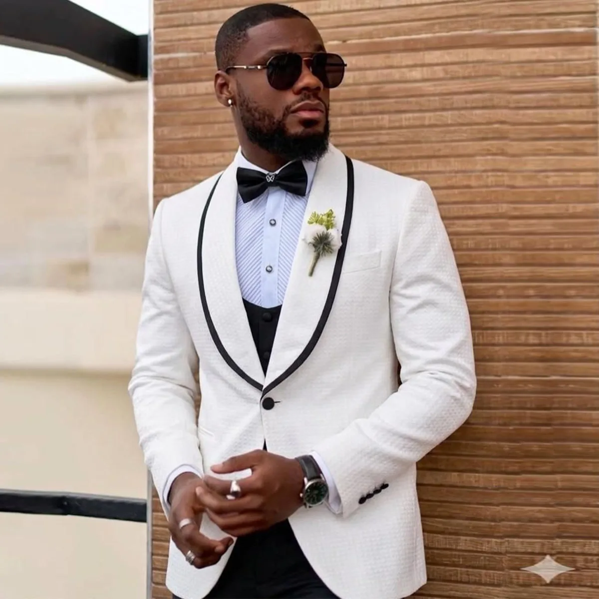 Customized Diamond Men Suits Ropa Hombre Shawl Collar Groom Tuxedos Luxury Single-Breasted 2 Pieces Sets Male Party Prom Blazer