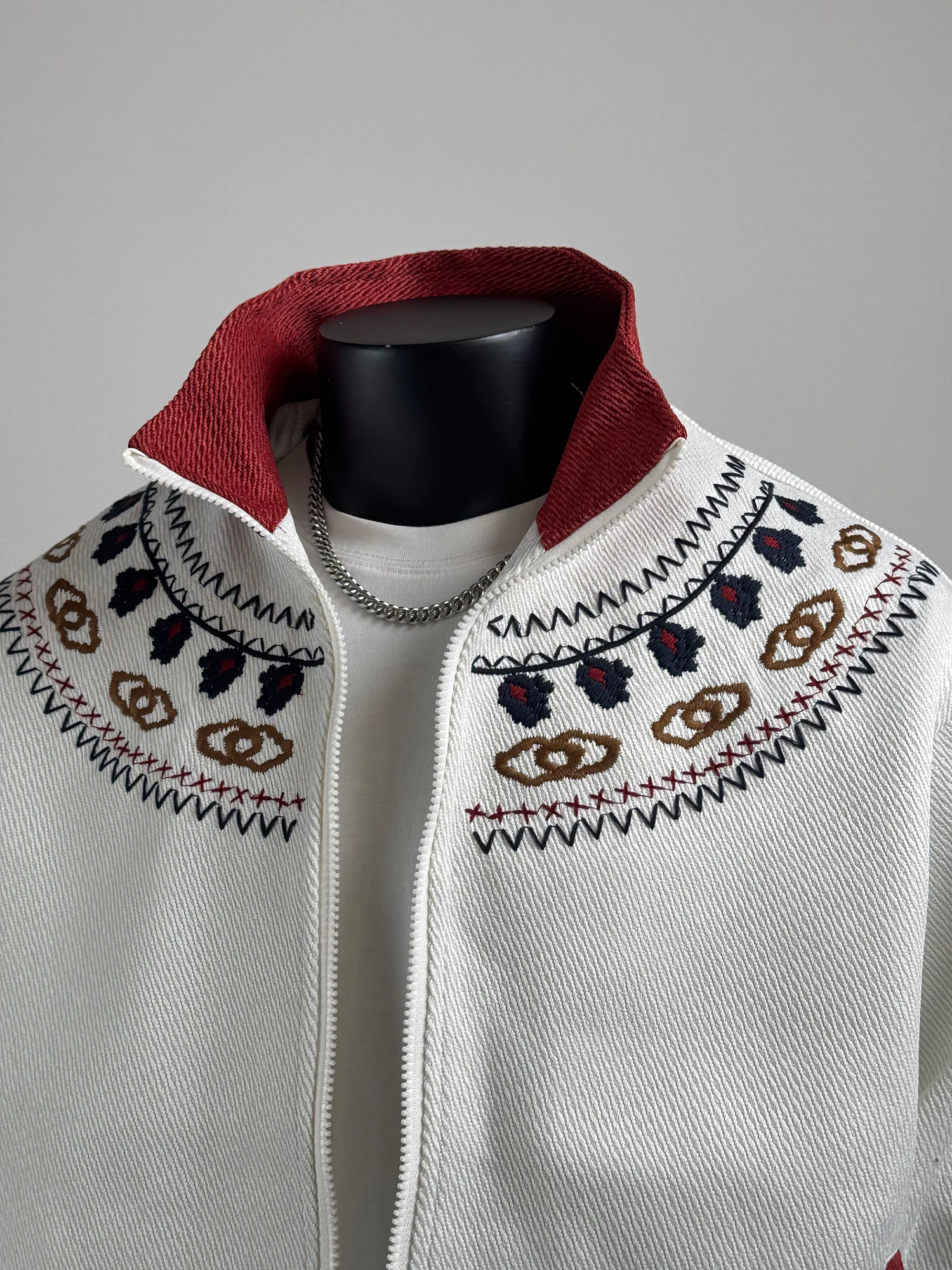 

Japanese Sle Contrast Color Ethnic Embroidery Work Jaet Men's Autumn 2025 Casual Stand Collar Versatile Outerwear for Cou...