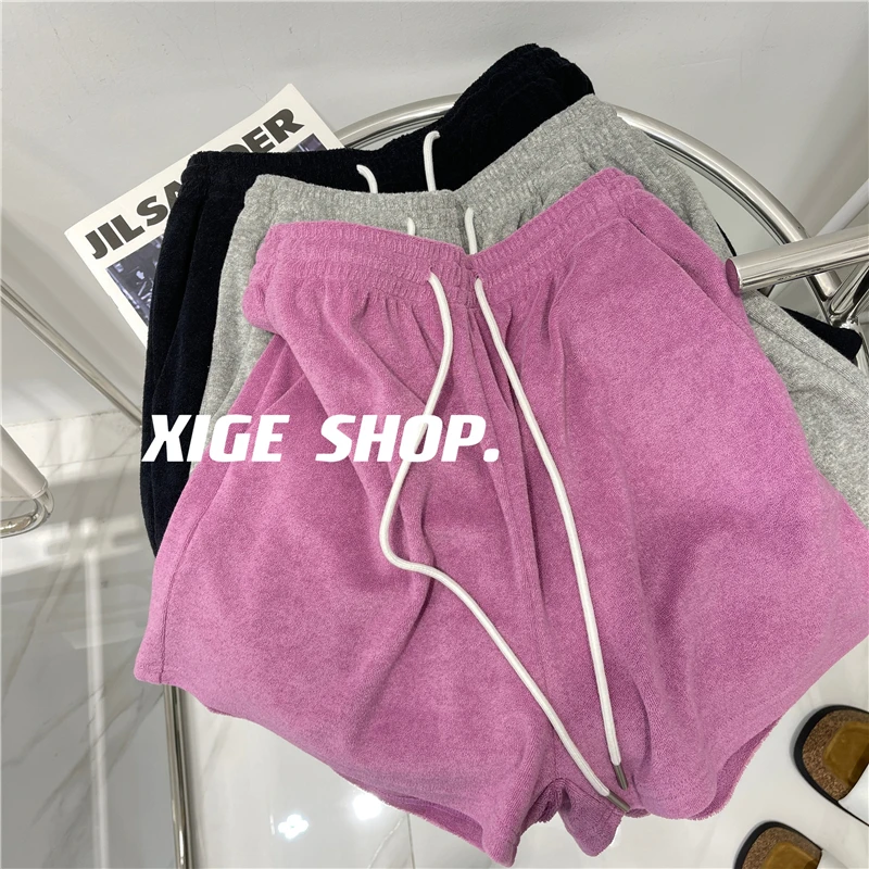 특대 사이즈 300 포우 스포츠 여성용 편안한 루즈핏 와이드 레그 하이웨이스트 핫팬츠 여름 트렌디 캐주얼 팬츠