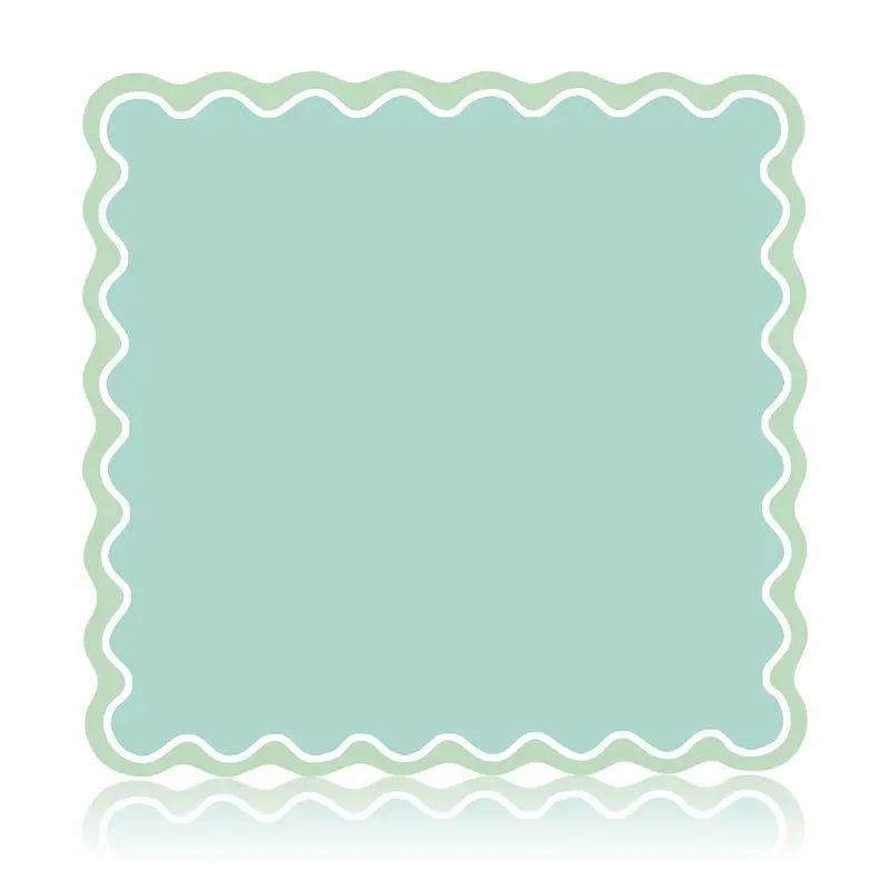 Mint Green Wavy Lace Tabletop Mahjong Table Mat Anti-Slip Noise Reduction for Card Game Table Playing Room Home Decor
