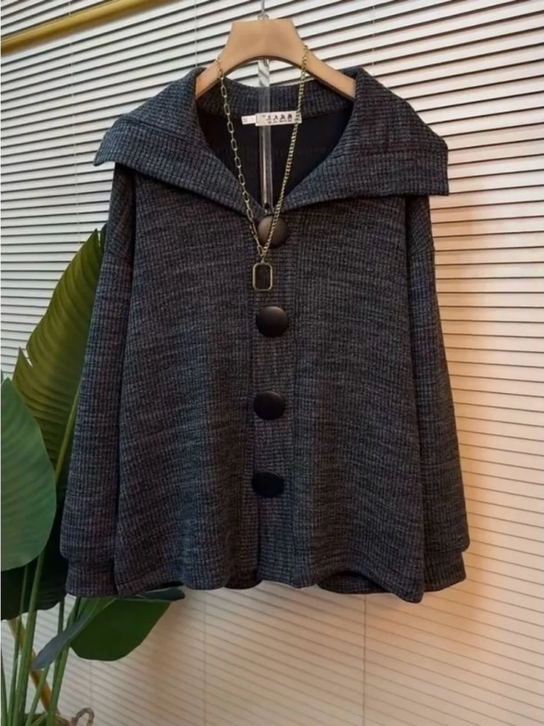 Plus Size Felpa lunga Sve Cardigan da donna vestibilità ampia Autunno Inverno Faion copertura della pancia abbottonata capispalla casual