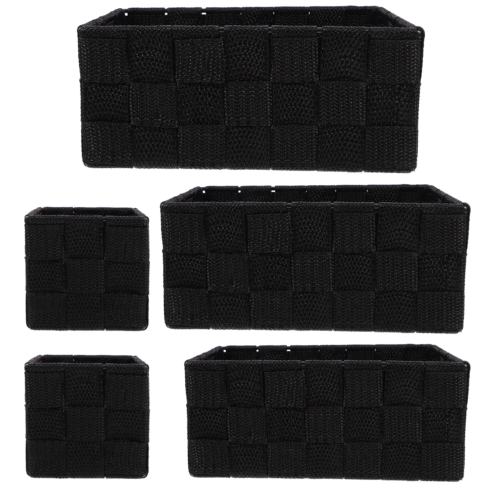 

Woven Storage Baskets Black Desk Shelves Sundries ganizer Bathroom Containers Book Shelf SnackBins Durability Longterm Use