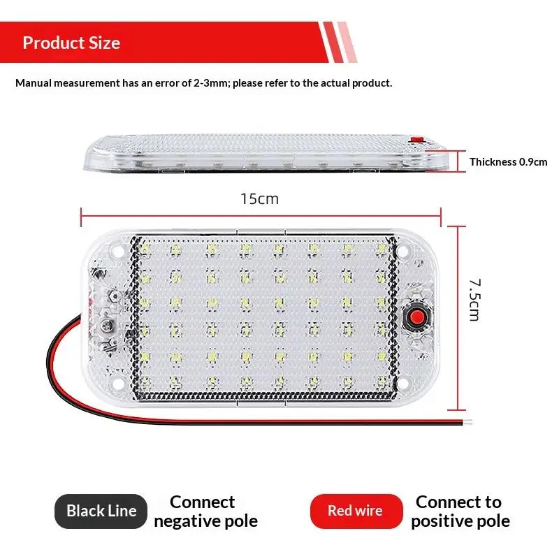 High Brightness 12-80V Car Interior LED Light Bar White Tube with Switch for Lorry Van RV Daily Use