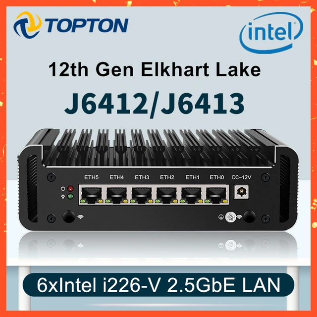 Topton 12th Gen Firewall Router Celeron J6413 J6412 6x Intel i226-V  2500Mbps Nics Fanless Mini Router PC OPNsense Proxmox - AliExpress