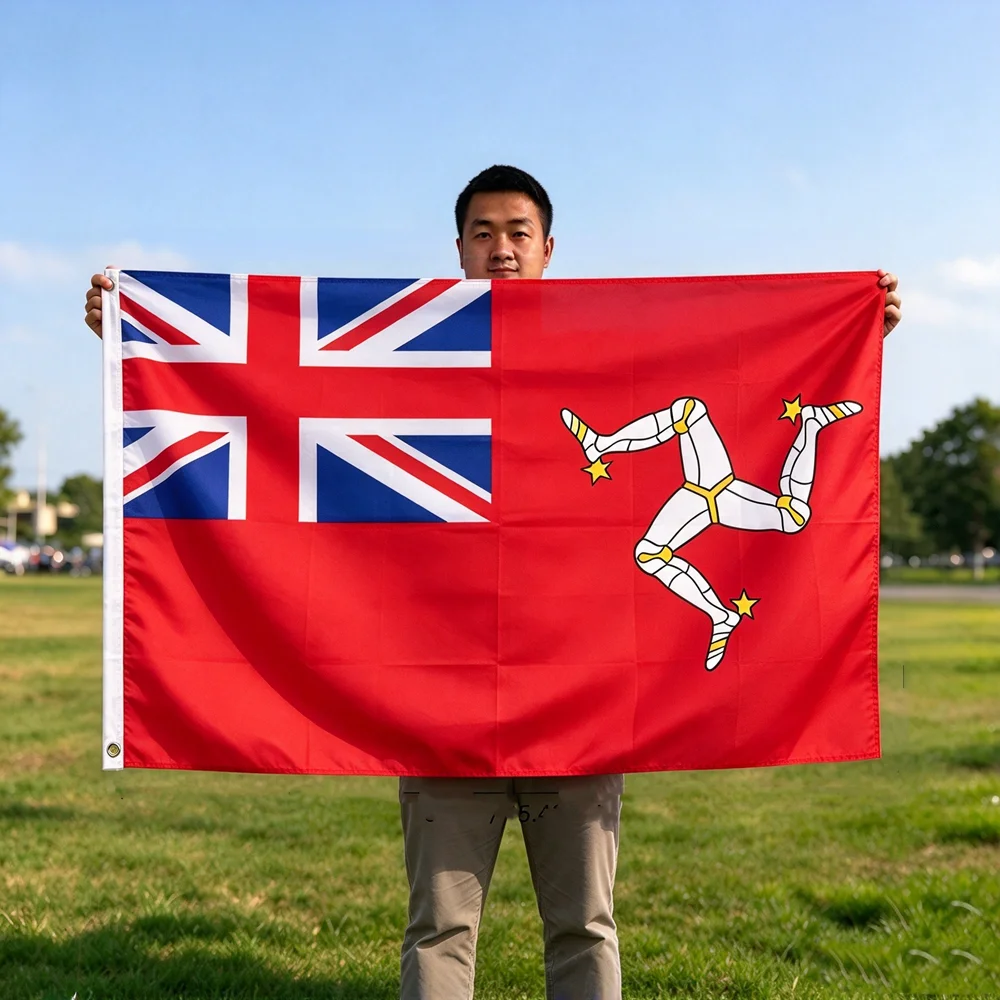 Isle of Man Flag Manx Triskelion Red Ensign 2x3ft 3x5ft Polyester Banner Patriotic Dorm Party Indoor Outdoor Decor