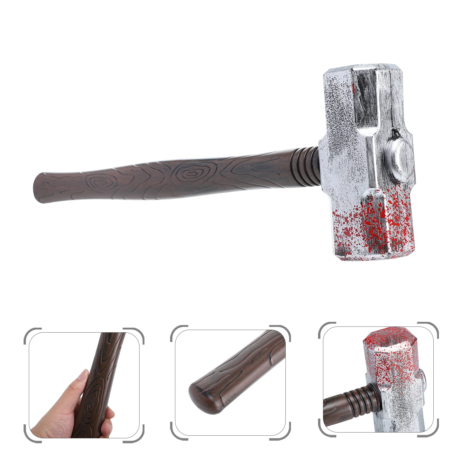 Simulation Hammer Cosplay Supply Decor Long Handle Halloween Bloody Prop Plastic Costume Accessory