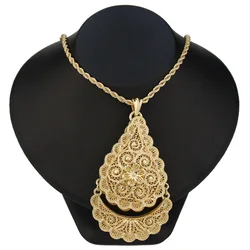 Sunspicems Algeria Sunflower Pandent Necklace Arabic Women Necklace Morocco Bride Wedding Caftan Jewelry 18K Gold Color Gift