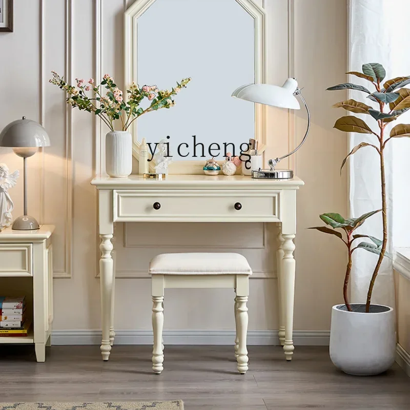 

Solid Wood Dressing Table White Small Apartment Bedroom Modern Minimalist Storage Cabinet